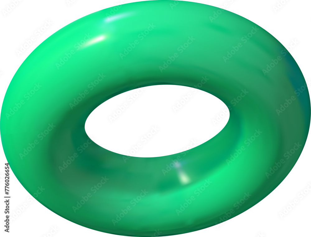 Poster isolated colorful torus in 3d perspective. abstract geometric donut shape, in rotation