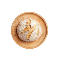 Round bread on wooden plate with star