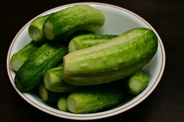 Closeup of cucumbers on a plate