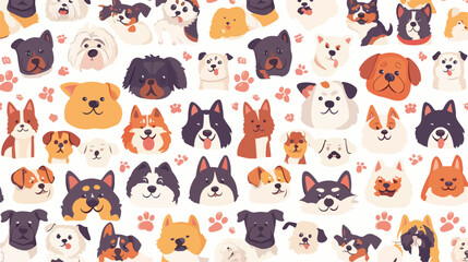 Variety of cute dog Head Seamless Pattern 2d flat c