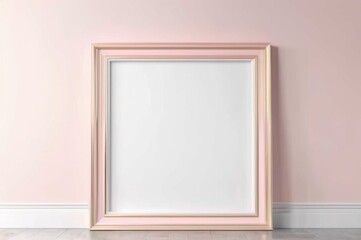 Pink Picture Frame on Floor in Front of Pink Wall mockup