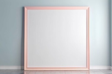 Fototapeta premium Pink Framed Mirror on Blue Wall mockup
