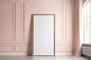 Empty Room With Pink Walls and White Floor mockup