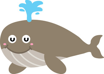 cute whale cartoon, sea animal