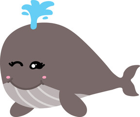 cute whale cartoon, sea animal