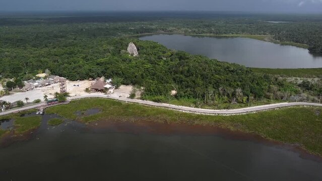 Aerial view of the Coba Mayan Ruins in Coba, Mexico