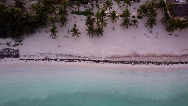 Drone shot of the beach of Sian Kaan, Mexico