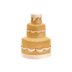 Hand drawn illustration of birthday cake. Birthday cake. Cute baby illustration on isolated background