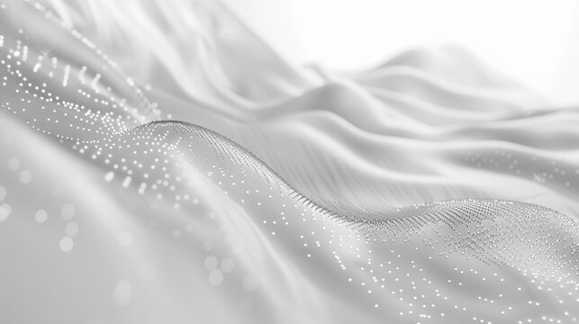 Grey-white abstract background with flowing particles. It gives off a feeling of motion and energy