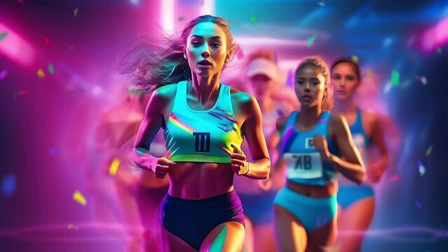 female track athlete leaves her opponent behind