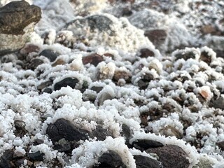Salt crystals on rocks 