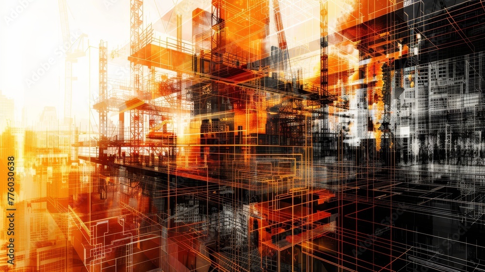 Poster an abstract interpretation of the building construct ai generated illustration