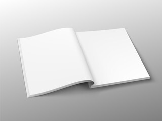 Blank Open Book Of Magazine Isolated On White