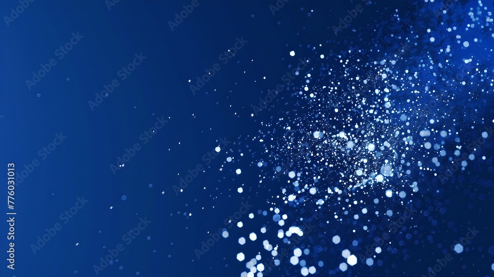Poster abstract blue background with glittering particles. serene and dynamic. suitable for web designs, ba