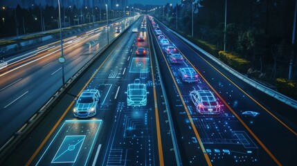 Fototapeta na wymiar Cars speed along the expressway their movements trac AI generated illustration