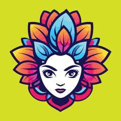colorful woman flower vector illustration