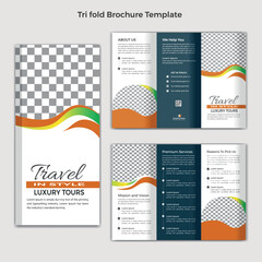 Travel And Tourism Professional clean Tri Fold Brochure Template