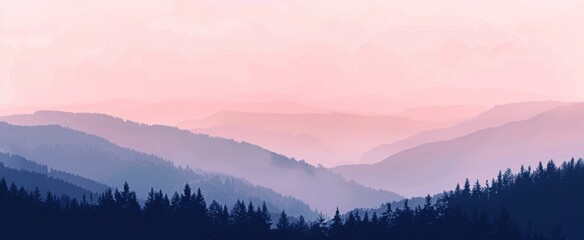 Lavender Twilight Cascading Over Mountain Peaks - obrazy, fototapety, plakaty