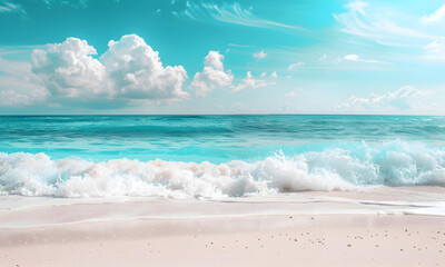 A beautiful beach with white sand beach and turquoise water. Holiday summer beach background. - 776035066