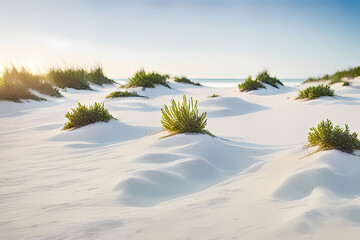 sand beach and palm trees, generative ai