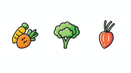 Vegetables line icon 2d flat cartoon vactor illustr