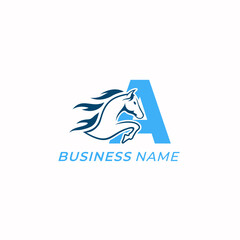design logo creative letter A and horse icon