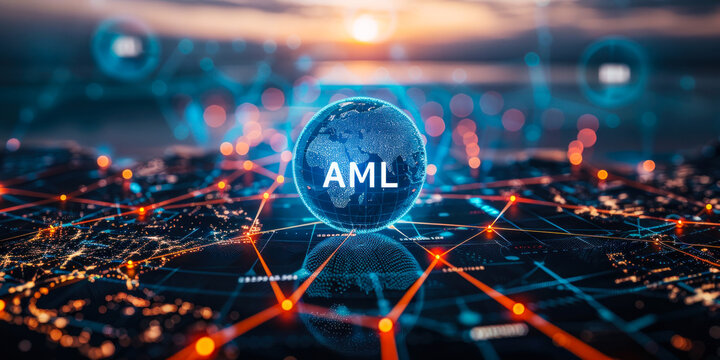 Anti-Money Laundering (AML) Concept - Secure Financial Transactions, Compliance with Regulations through Advanced Technology Solutions and Digital Channels for Banking and Business