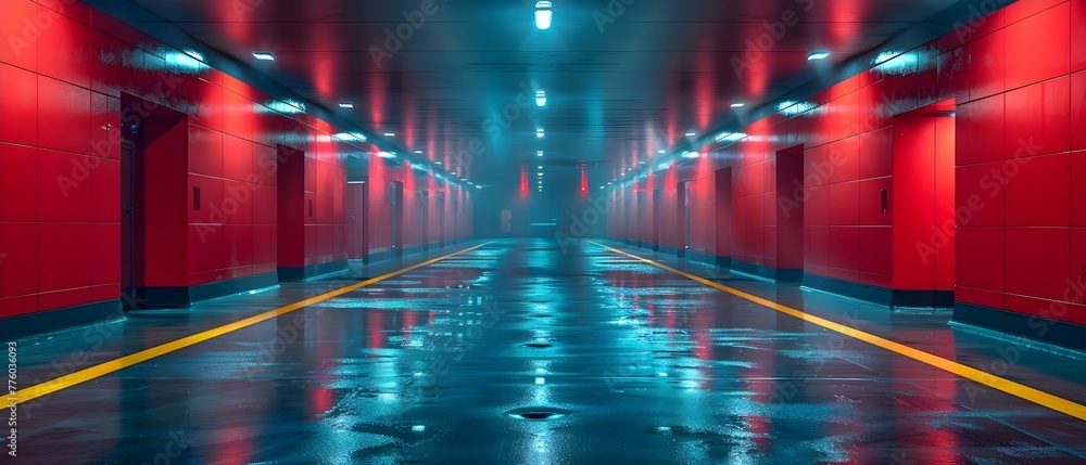 Poster exploring the safety protocols and containment measures at a secure uranium storage facility. concep