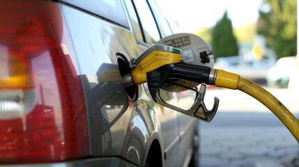 Eco-conscious car refilling its energy reserves  AI generated illustration