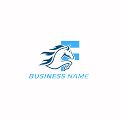 design logo creative letter F and horse