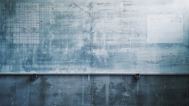 Empty whiteboard covered in faint markings  AI generated illustration