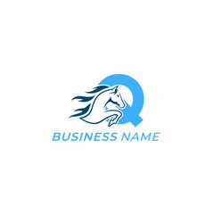 design logo creative letter Q and horse