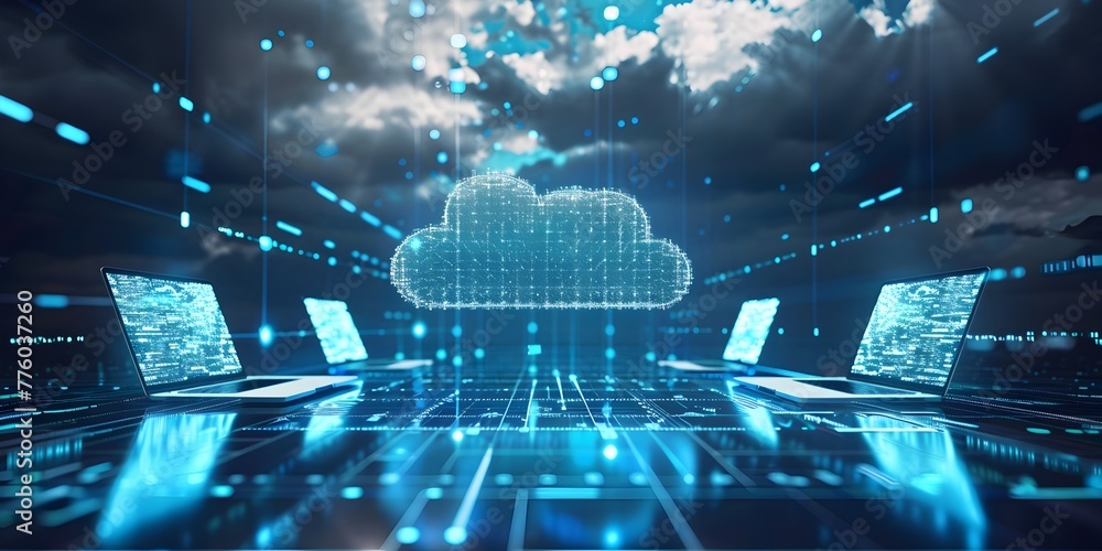Poster cutting edge digital connectivity seamlessly powering the future of cloud based devices and systems