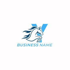 design logo creative letter Y and horse animal