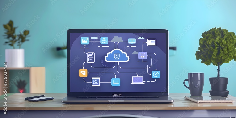 Poster cloud based system centralizing client interactions on laptop screen