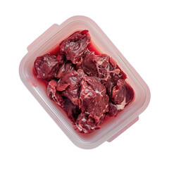 Plastic container filled with meat on a Transparent Background