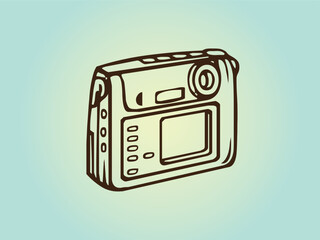 Obraz premium Camera icon vector. Photography icon symbol for photographers designers EPS file Photo camera doodle icon. Hand drawn sketch in vector Camera vector icon. Photo line vector icon minimalistic flat 