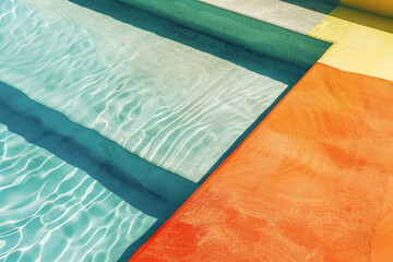 closeup of the steps to the pool in sunny weather