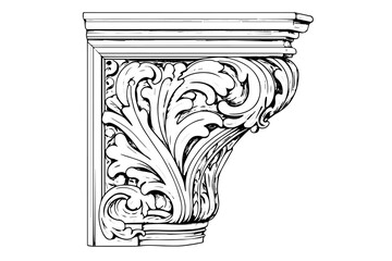 Vintage Baroque Molding: Ornate Stucco Fringe in Classic Victorian Style Vector Element.