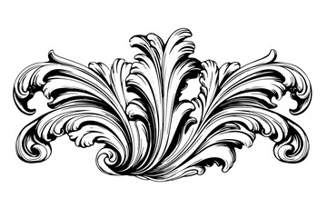 Vintage Baroque Ornamentation: Intricate Vector Illustrations of Architectural Stucco Details Element.