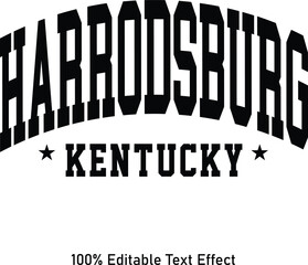 Harrodsburg text effect vector. Editable college t-shirt design printable text effect vector