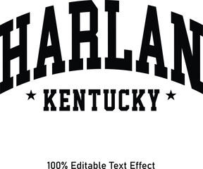 Harlan text effect vector. Editable college t-shirt design printable text effect vector