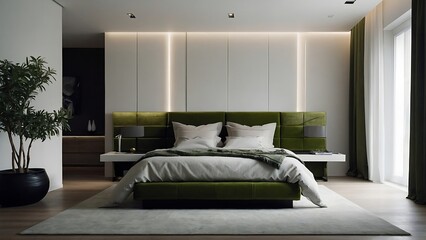 Modern living room interior design in scandinavian style. 3d render