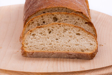 sliced bread on a wooden board