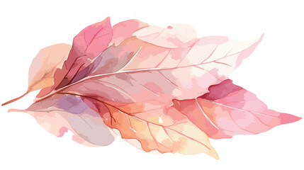 Watercolor leaf illustration Hand drawn pink petal
