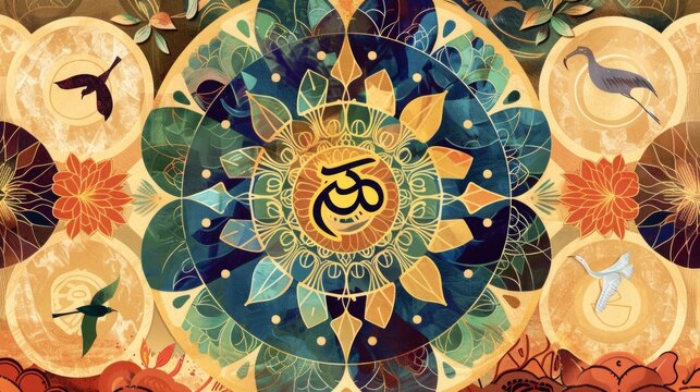 Interconnected Life Forms with Ahimsa Symbol in Jainism