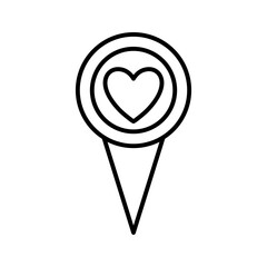 Love location icon. Location pin icon with heart shape. Favorite places.