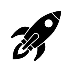 Rocket launched icon. Space travel. Start up Business concept. Creative idea symbol. Rocket ship launched to space.