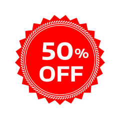 Special offer discount label with different sale percentage. 50 off with PNG background