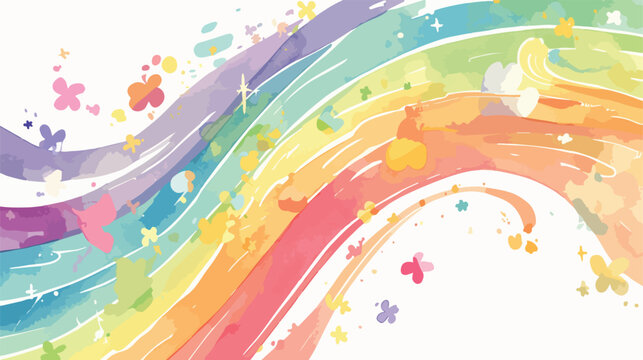 Watercolor rainbow splash background. Vector illust